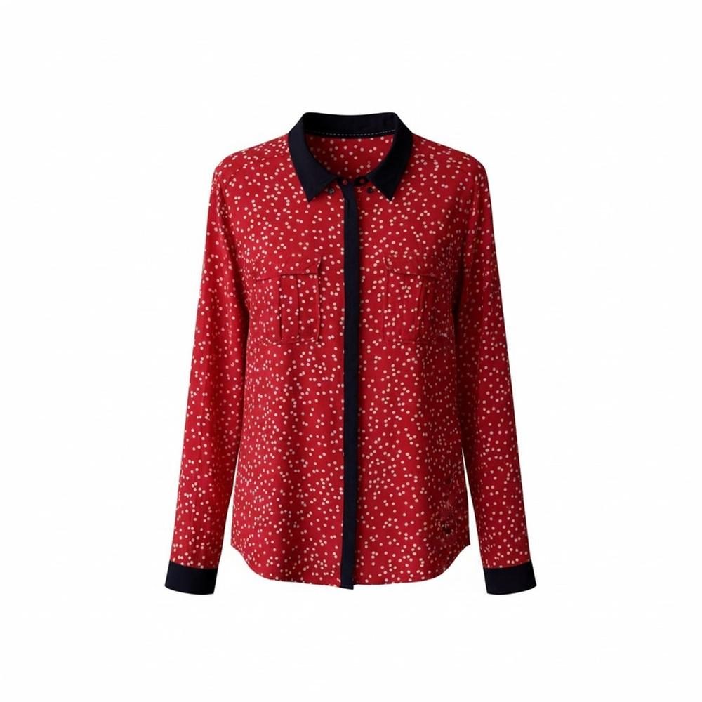Maeve Red and White Polka Dot Button Down Shirt Size 12 Parisian Retro Office